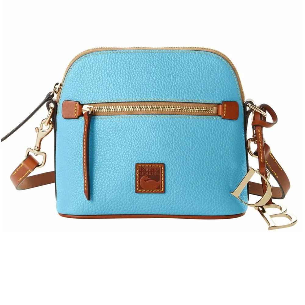 NWT DOONEY & BOURKE Pebble Grain Leather Domed Satchel/Crossbody SKY BLUE